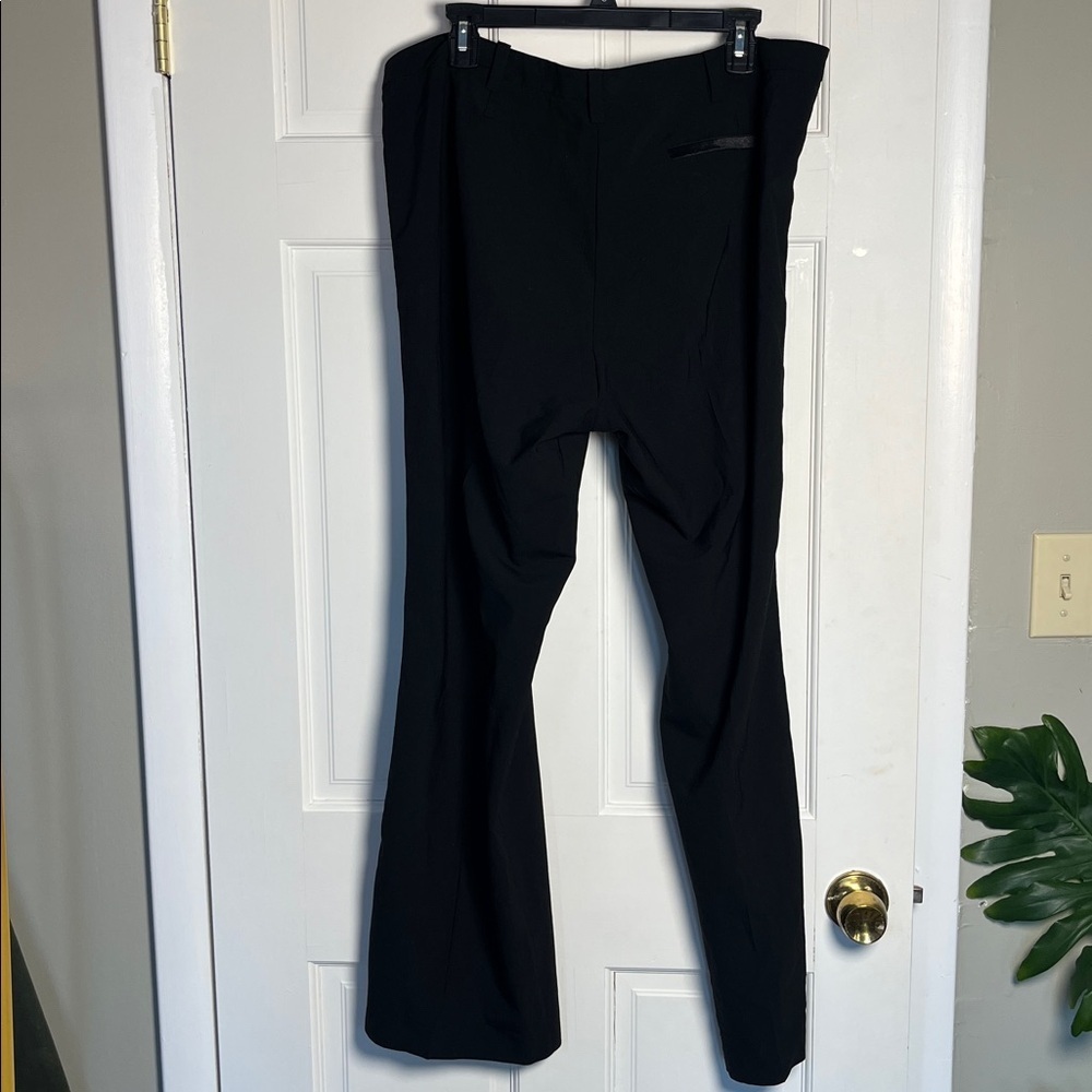 Eileen Fisher Stretch Wool Formal Pants Tuxedo Stripe Straight Leg Black 1X - Picture 8 of 9